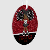 Personalisierte Schwarz-Rot-Cheerleader-Ornament Ornament (Vorderseite)