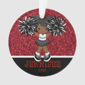 Personalisierte Schwarz-Rot-Cheerleader-Ornament Ornament (Vorderseite)