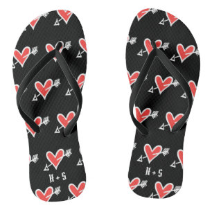 Personalisierte Schwarz/Rot-Liebe Flip Flops Badesandalen