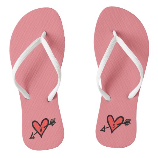 Personalisierte Schwarz/Rot-Liebe Flip Flops Badesandalen (Fußbett)
