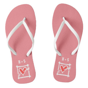 Personalisierte Schwarz/Rot-Liebe Flip Flops Badesandalen
