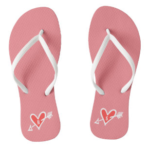 Personalisierte Schwarz/Rot-Liebe Flip Flops Badesandalen