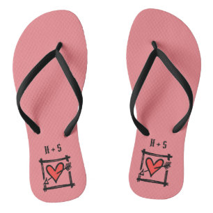 Personalisierte Schwarz/Rot-Liebe Flip Flops Badesandalen