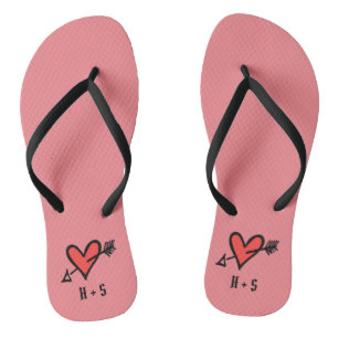 Personalisierte Schwarz/Rot-Liebe Flip Flops Badesandalen