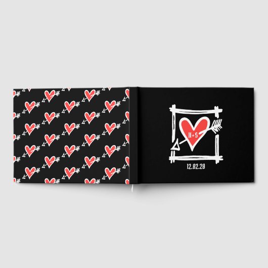 Personalisierte Schwarz-Rot-Liebe-Hochzeit Gästebuch (Voll)