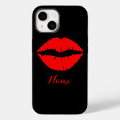Personalisierte Schwarz-Rot-Lipstick-Druckschrift Case-Mate iPhone Hülle (Rückseite)