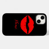 Personalisierte Schwarz-Rot-Lipstick-Druckschrift Case-Mate iPhone Hülle (Rückseite (Horizontal))