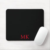 Personalisierte Schwarz-Rot-Monogramm-Initialen Mousepad (Mit Mouse)