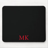 Personalisierte Schwarz-Rot-Monogramm-Initialen Mousepad (Vorne)