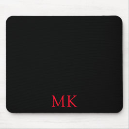 Personalisierte Schwarz-Rot-Monogramm-Initialen Mousepad