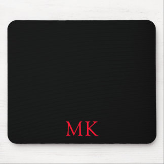 Personalisierte Schwarz-Rot-Monogramm-Initialen Mousepad