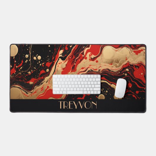 Personalisierte Schwarz-, Rot- und Goldfarbe Schreibtischunterlage (Tastatur & Maus)