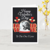 Personalisierte Schwarz-Rot-Valentine-Fotokarte Karte (Gelbe Blume)