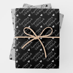 Personalisierte Schwarz-Silber-Hochzeit, Jubiläum Geschenkpapier Set
