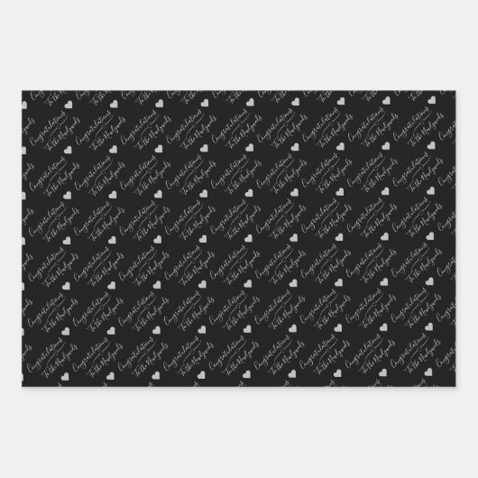 Personalisierte Schwarz-Silber-Hochzeit, Jubiläum Geschenkpapier Set (Vorderseite)