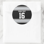 Personalisierte Schwarz-Silber-Sportstreifen Runder Aufkleber (Tasche)