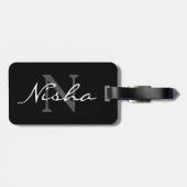 Personalisierte Schwarz Stilftige Monogram Gepäckm Gepäckanhänger (Rückseite horizontal)