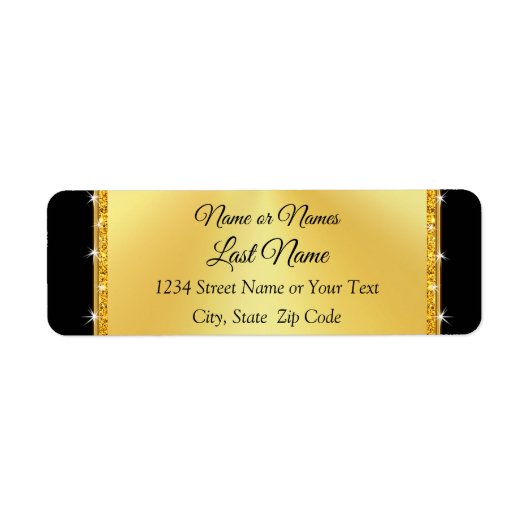 Personalisierte Schwarz- und Gold-Rücksendeadresse (Vorne)