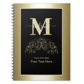 Personalisierte Schwarz- und Gold-Script-Signatur Notizblock (Vorderseite)
