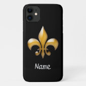 Personalisierte Schwarz-und GoldLilie Case-Mate iPhone Hülle (Rückseite)