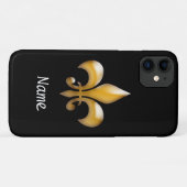 Personalisierte Schwarz-und GoldLilie Case-Mate iPhone Hülle (Rückseite (Horizontal))