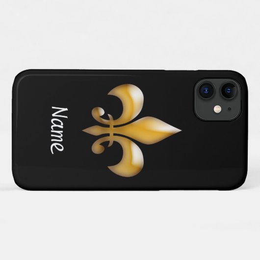 Personalisierte Schwarz-und GoldLilie Case-Mate iPhone Hülle (Rückseite (Horizontal))