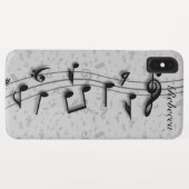 Personalisierte Schwarz- und Graumusikalische Note Case-Mate iPhone Hülle (Rückseite (Horizontal))