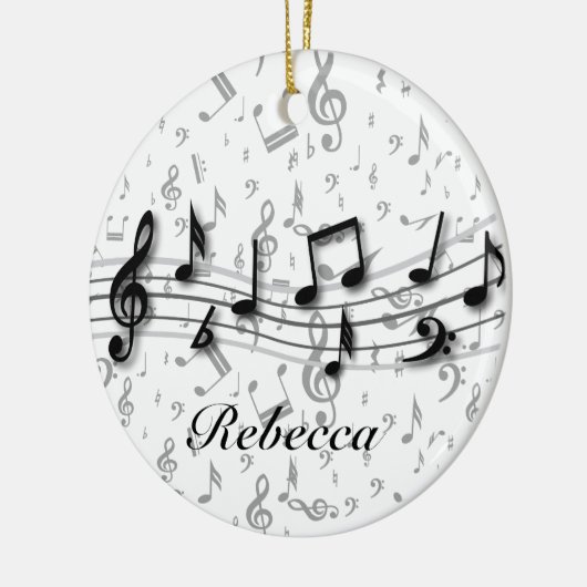 Personalisierte Schwarz- und Graumusikalische Note Keramik Ornament (Links)