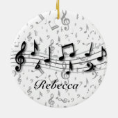 Personalisierte Schwarz- und Graumusikalische Note Keramik Ornament (Hinten)