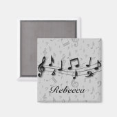 Personalisierte Schwarz- und Graumusikalische Note Magnet (Vorderseite/Rückseite)