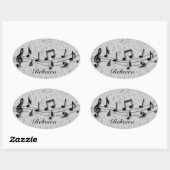 Personalisierte Schwarz- und Graumusikalische Note Ovaler Aufkleber (Blatt)