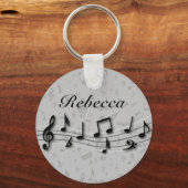 Personalisierte Schwarz- und Graumusikalische Note Schlüsselanhänger (Vorderseite)