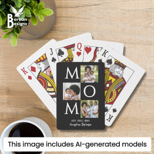 Personalisierte Schwarz-Weiß-3-Foto-Mama-Erinnerun Spielkarten