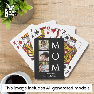 Personalisierte Schwarz-Weiß-3-Foto-Mama-Erinnerun Spielkarten