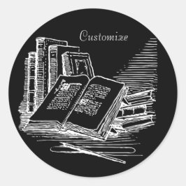 Personalisierte Schwarz-Weiß-Akademie Runder Aufkleber