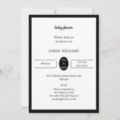 Personalisierte Schwarz-Weiß-Babydusche Einladung (Vorderseite)