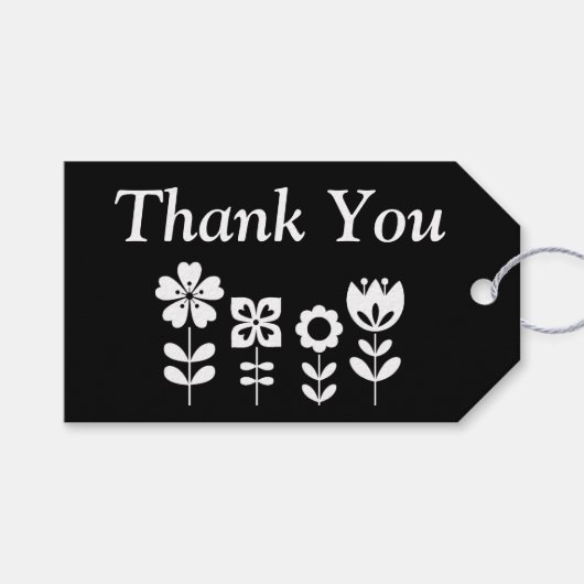 Personalisierte Schwarz-Weiß-Blume Vielen Dank Geschenkanhänger (Vorderseite (Horizontal))