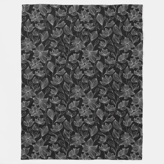 Personalisierte Schwarz-Weiß-Blüte Fleecedecke (Vorderseite)