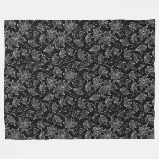 Personalisierte Schwarz-Weiß-Blüte Fleecedecke (Vorderseite (Horizontal))