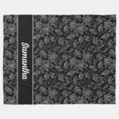 Personalisierte Schwarz-Weiß-Blüte Fleecedecke (Vorderseite (Horizontal))