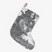 Personalisierte Schwarz-Weiß-Blütenkunst Kleiner Weihnachtsstrumpf (Vorderansicht (hängend))