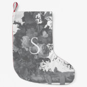 Personalisierte Schwarz-Weiß-Blütenkunst Kleiner Weihnachtsstrumpf (Vorderseite)