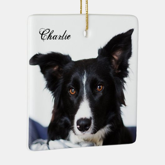 Personalisierte Schwarz-Weiß-Border-Collie Keramikornament (Rechts)