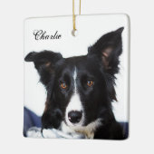Personalisierte Schwarz-Weiß-Border-Collie Keramikornament (Links)