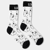 Personalisierte Schwarz/Weiß-Bowling-Socken mit Na Socken (Rechts)