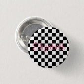 Personalisierte Schwarz-Weiß-Checkerboard-Taste Button (Vorne & Hinten)