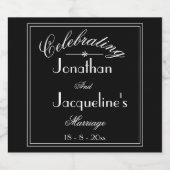 Personalisierte Schwarz-Weiß-Chic-Hochzeit Schaumweinetikett (Einzelnes Label)