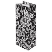 Personalisierte Schwarz-Weiß-Damast-Weinbeutel Geschenktüte Für Weinflaschen (Rückseite Schrägansicht)