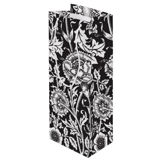 Personalisierte Schwarz-Weiß-Damast-Weinbeutel Geschenktüte Für Weinflaschen (Rückseite Schrägansicht)