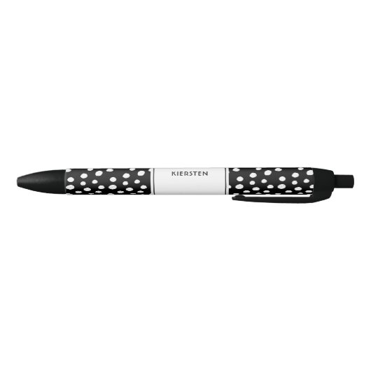 Personalisierte Schwarz-weiß Dots Scandi Modern Kugelschreiber (Unterseite)